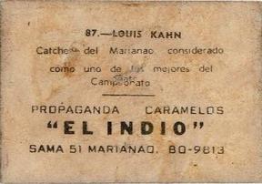 1948-49 Caramelos El Indio #87 Louis Kahn Back