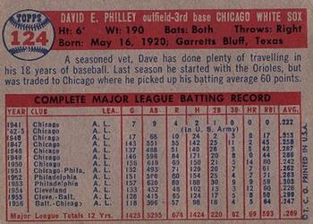 1957 Topps #124 Dave Philley Back