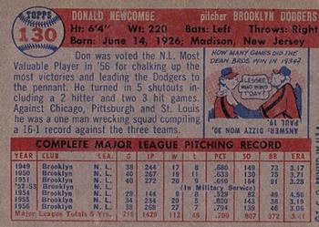 1957 Topps #130 Don Newcombe Back
