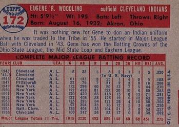 1957 Topps #172 Gene Woodling Back