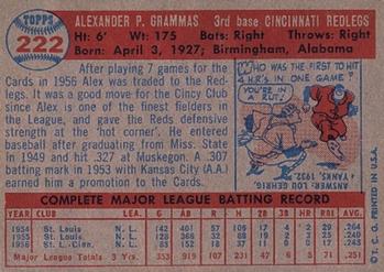 1957 Topps #222 Alex Grammas Back