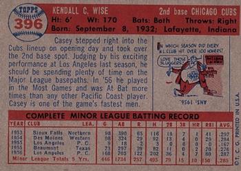 1957 Topps #396 Casey Wise Back