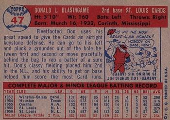 1957 Topps #47 Don Blasingame Back