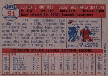 1957 Topps #51 Clint Courtney Back
