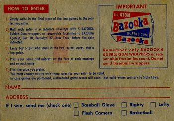 1957 Topps #1 Contest May 4 Back