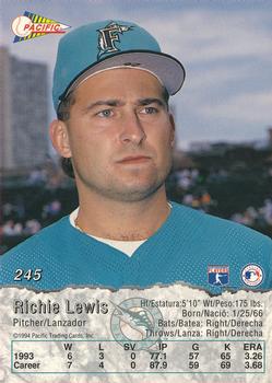 1994 Pacific #245 Richie Lewis Back