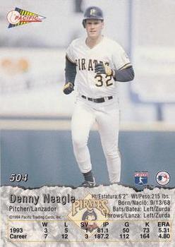 1994 Pacific #504 Denny Neagle Back