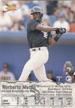 1994 Pacific #132 Norberto Martin Back