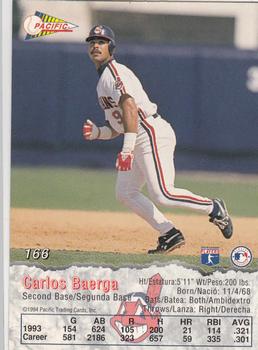 1994 Pacific #166 Carlos Baerga Back