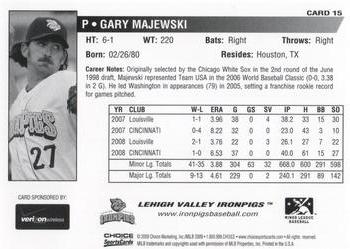 2009 Choice Lehigh Valley IronPigs SGA #15 Gary Majewski Back