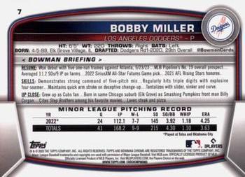 2023 Bowman Chrome #7 Bobby Miller Back