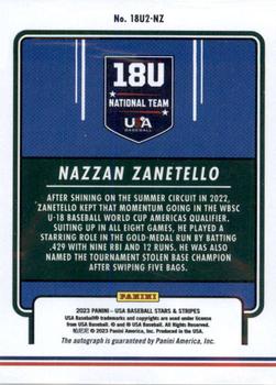 2023 Panini USA Baseball Stars & Stripes - 18U National Team Signatures Blue 2 #18U2-NZ Nazzan Zanetello Back