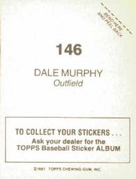 1981 Topps Stickers #146 Dale Murphy Back