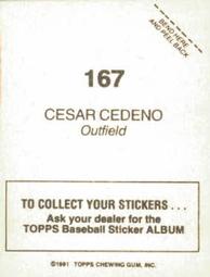 1981 Topps Stickers #167 Cesar Cedeno Back