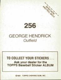 1981 Topps Stickers #256 George Hendrick Back