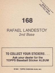 1981 Topps Stickers #168 Rafael Landestoy Back