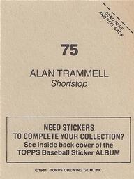 1981 Topps Stickers #75 Alan Trammell Back