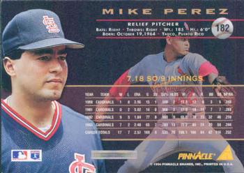 1994 Pinnacle #182 Mike Perez Back