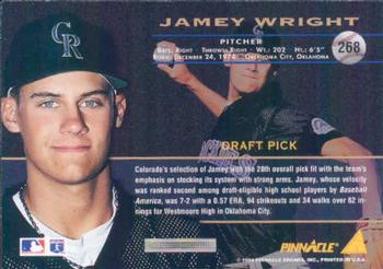 1994 Pinnacle #268 Jamey Wright Back