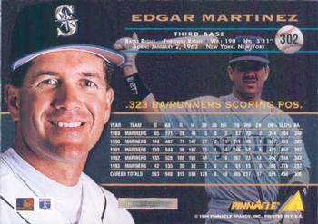 1994 Pinnacle #302 Edgar Martinez Back