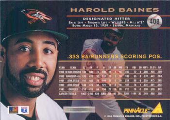 1994 Pinnacle #408 Harold Baines Back