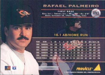 1994 Pinnacle #493 Rafael Palmeiro Back