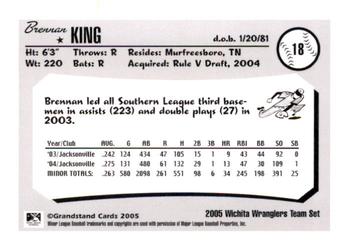 2005 Grandstand Wichita Wranglers #NNO Brennan King Back