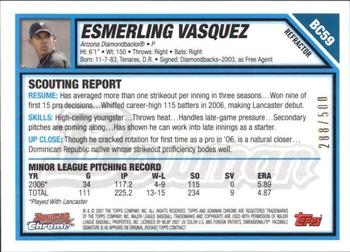 2007 Bowman - Chrome Prospects Refractors #BC59 Esmerling Vasquez Back