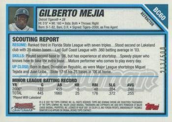 2007 Bowman - Chrome Prospects Refractors #BC60 Gilberto Mejia Back