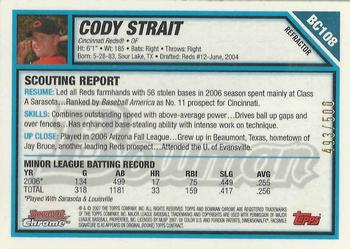 2007 Bowman - Chrome Prospects Refractors #BC108 Cody Strait Back