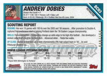 2007 Bowman - Chrome Prospects Blue Refractors #BC93 Andrew Dobies Back