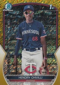 2023 Bowman Chrome - Chrome Prospects Gold Shimmer Refractor #BCP-236 Hendry Chivilli Front