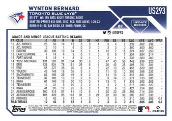 2023 Topps Update #US293 Wynton Bernard Back