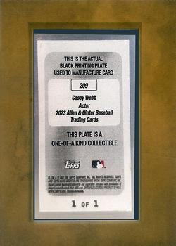 2023 Topps Allen & Ginter - Mini Framed Printing Plate Black #209 Casey Webb Back