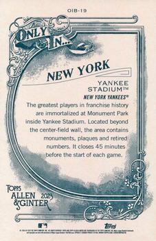 2023 Topps Allen & Ginter - Only In… Boxloader #OIB-19 Monument Park Back
