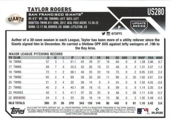 2023 Topps Update - Gold #US280 Taylor Rogers Back