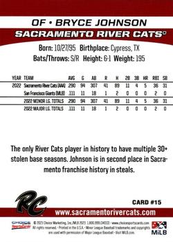 2023 Choice Sacramento River Cats #15 Bryce Johnson Back