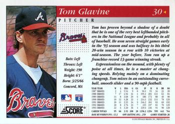1994 Score #30 Tom Glavine Back