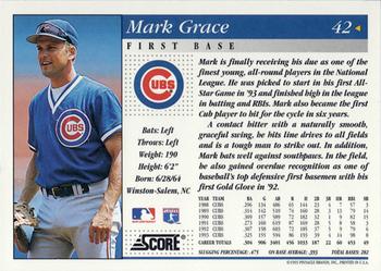 1994 Score #42 Mark Grace Back