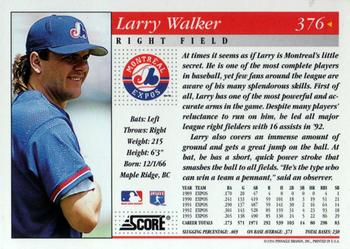 1994 Score #376 Larry Walker Back