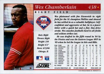 1994 Score #438 Wes Chamberlain Back