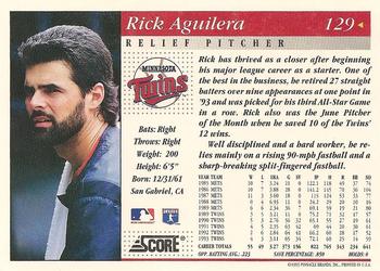 1994 Score #129 Rick Aguilera Back