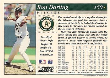 1994 Score #159 Ron Darling Back