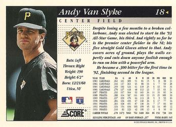 1994 Score #18 Andy Van Slyke Back
