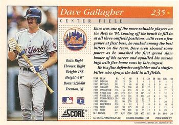 1994 Score #235 Dave Gallagher Back