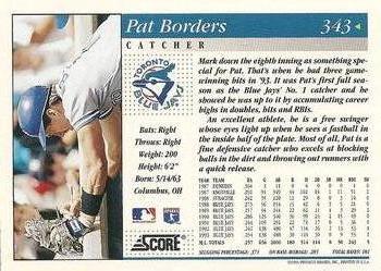 1994 Score #343 Pat Borders Back