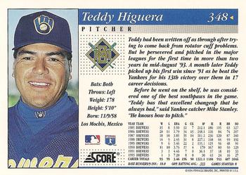 1994 Score #348 Teddy Higuera Back