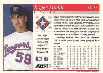 1994 Score #365 Roger Pavlik Back