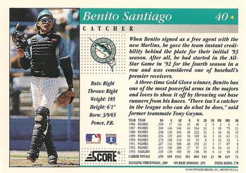 1994 Score #40 Benito Santiago Back