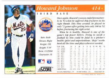 1994 Score #414 Howard Johnson Back